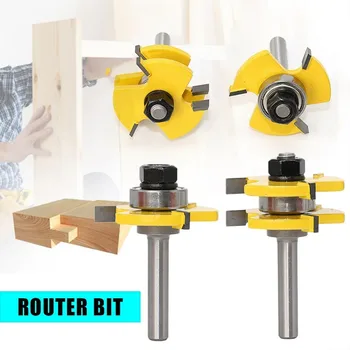 

2 PCS 8mm Shank 2 Bit Tongue And Groove Router Bit Set Wood Milling Cutter Flooring Knife