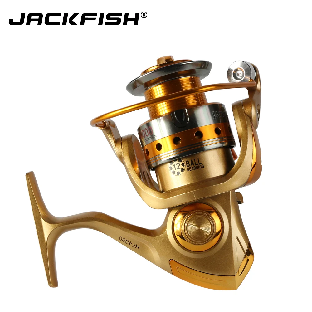 JACKFISH التكنولوجيا الألمانية 12BB 500-7000 الصيد بكرة معدنية الغزل بكرة carpa molinete دي pesca الغزل عجلة الصيد بكرة