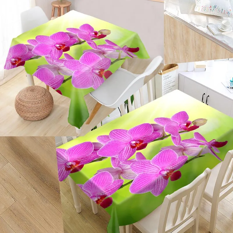 New Arrival Custom Orchid Closeup Table Cloth Waterproof Oxford Fabric Rectangular Tablecloth Home Party | Дом и сад