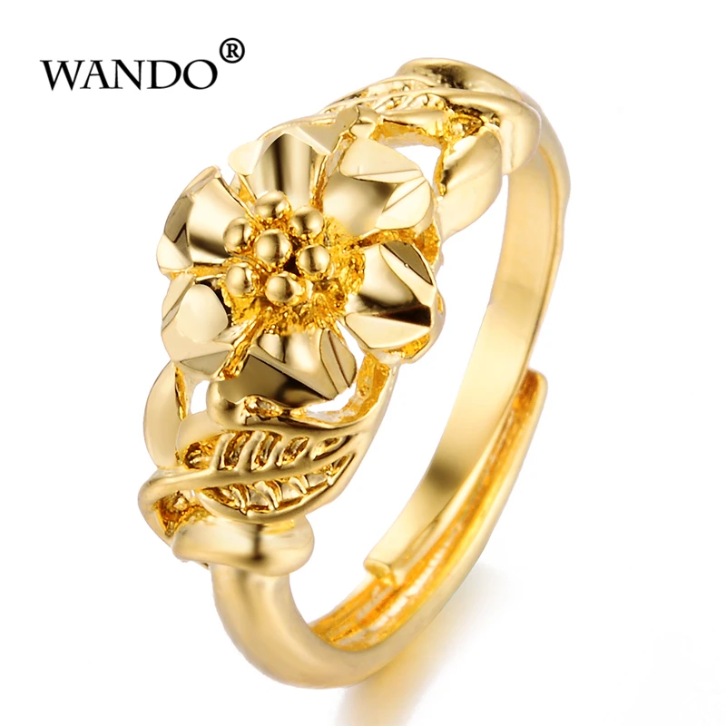 

WANDO Women Ring Gold Color Ethiopian Bride Wedding Rings Africa Jewelry/Arab Italy France/Nigeria/Middle East jewelry gift R63