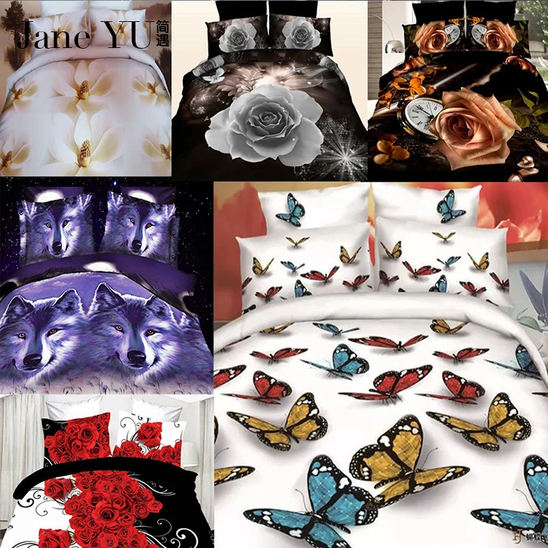 

JaneYU bedding sets Home Textiles 4Pcs bedclothes sets jogo de cama King size reactive print duvet cover/ bed sheet/ pillowcase