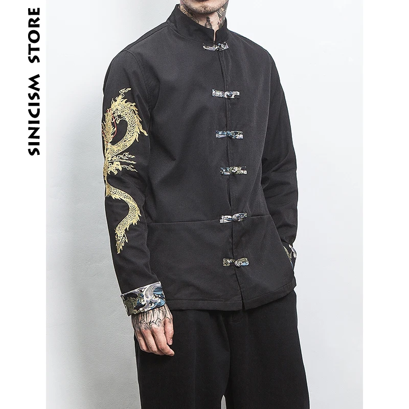 

Sinicism Store Men Dragon Embroidery Bomber Jacket 2018 Mens Japanese Streetwear WindBreaker Male Vintage Casual Autumn Coats