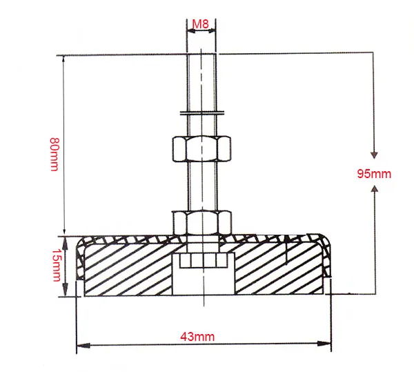 4 шт. M10x80mm нить Цвет-цинк регулируемая ножка Кубка 43 мм базы Диаметр ножку для мебели/трубы стойки/станка