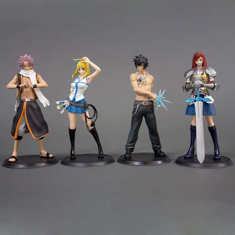 Сказочный хвост Natsu Dragnir Lucy Heartfilia фигурка серая Erza Scarlett ПВХ Фигурки Brinquedos аниме 13