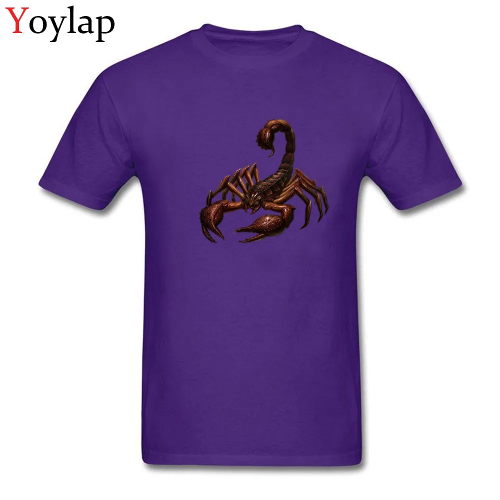 Men T Shirt Faddish Summer Tops T Shirt Summer/Fall 100% Cotton Crew Neck Short Sleeve Simple Style scorpion12117 Tee Shirts purple