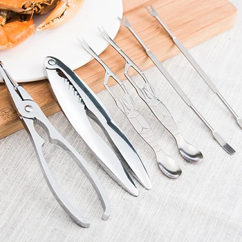 

Seafood Tool Sets Crab Crackers Picks Spoons Set Stainless Steel Crab Peel Shrimp Tool Lobster Clamp Pliers Clip Set