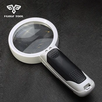 

FGHGF 5X Handheld Magnifier With Backlight LED Lights Lamp Magnifying Glass Map Reading Jewelers Loupe