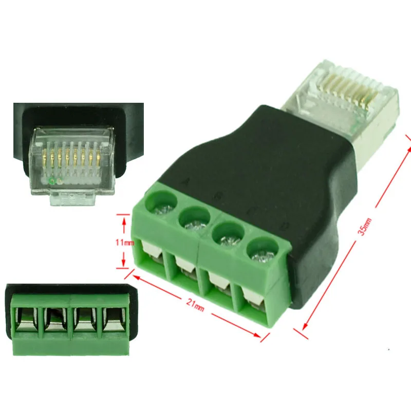 RJ45 мужчина к 4-контактный винтовой терминальный адаптер RS-485 RS-422 RS485 RS422 RJ45 RJ-45 последовательный адаптер конвертер FT232