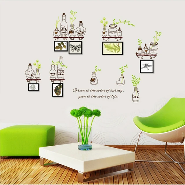 Bottle Green Leaves Frame Photo Wall Stickers Tree For Kids Rooms Home Decor DIY Wallpaper Art Bottle Green Leaves Frame Photo Wall Stickers Tree For Kids Rooms Home Decor DIY Wallpaper Art