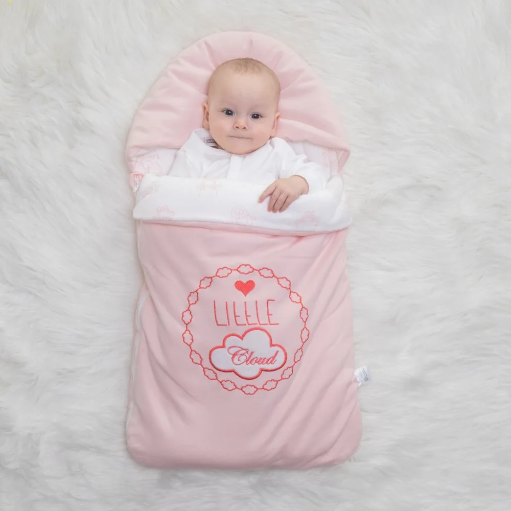 Детский спальный мешок, конверт для новорожденных из чистого хлопка, для новорожденных, для младенцев, обернутый кокон, зимняя сумка для коляски, можно вышивать имя