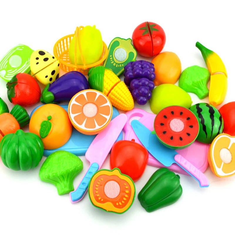 Набор для творчества, красочные пластиковые Кухонные ролевые игры, еда, фрукты, овощи, режущая игрушка для детей, обучающая игрушка, игровой домик, модель игрушки