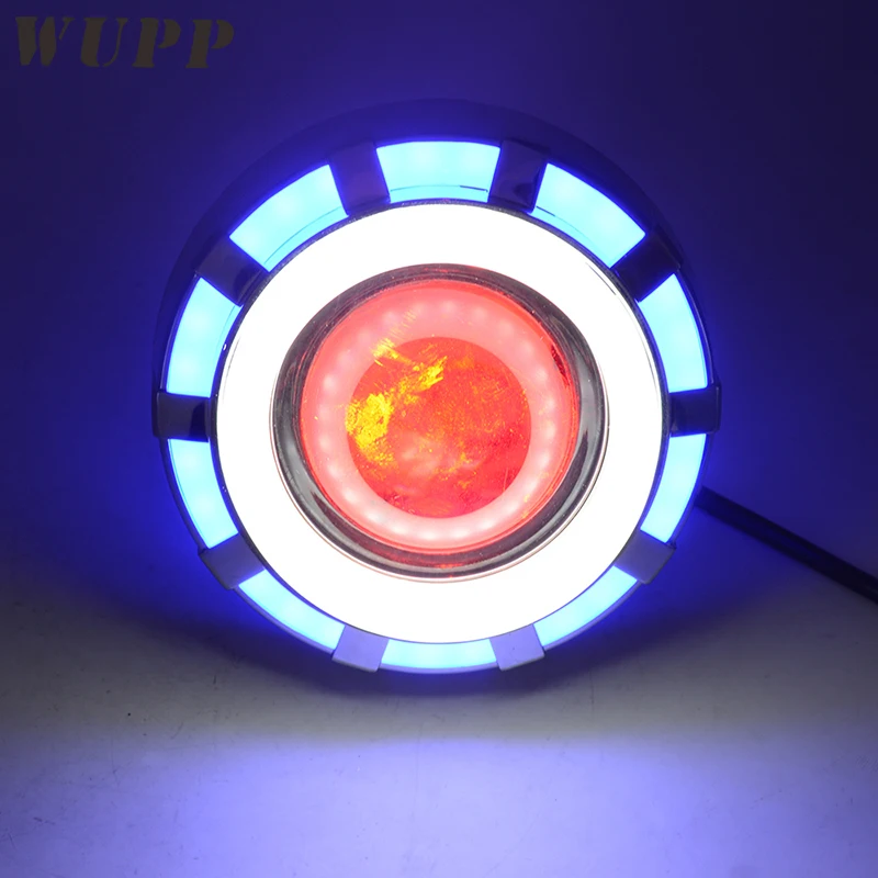 

WUPP Motorcycle Projector Lens Light Double Angel Devil Eye Headlight With Pink/ Blue/ Red Angel Eye Rings 30W 1200Lm 200000H