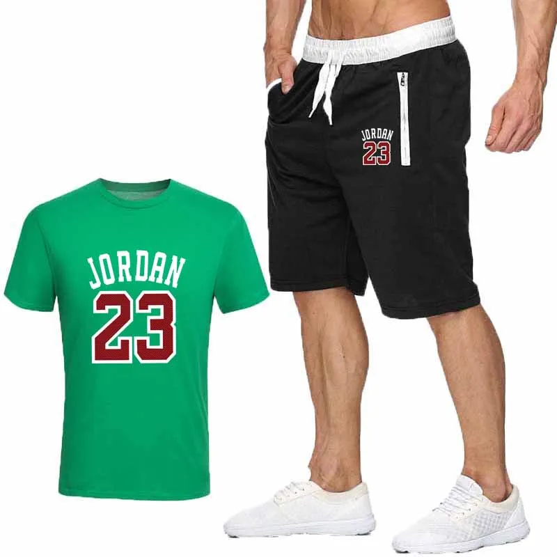 2019 New Summer T shirt +shorts Men's Sets  Men Brand Clothing Two piece suit Men Sportswear Tracksuit Gyms shorts Sets