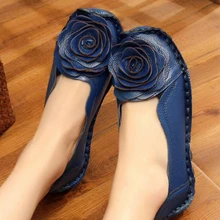 Новинка; винтажная женская повседневная обувь на плоской подошве ручной работы в народном стиле; женская обувь из натуральной кожи с мягкой подошвой; модные Лоферы для мам; sy234