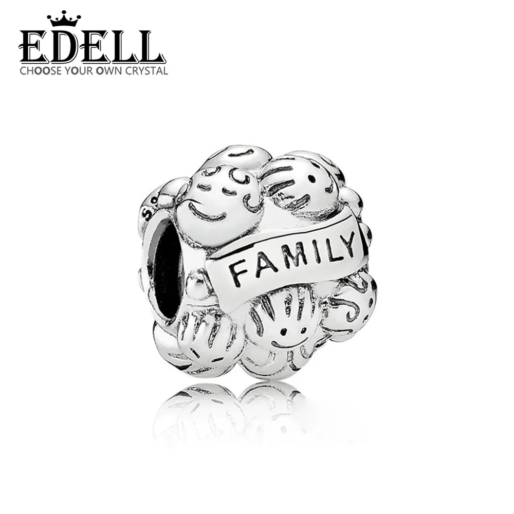 EDELL 100% Серебро 925 пробы Новый 1:1 бисером 791039 Семья Шарм для DIY браслет и ограниченная серия ювелирных изделий