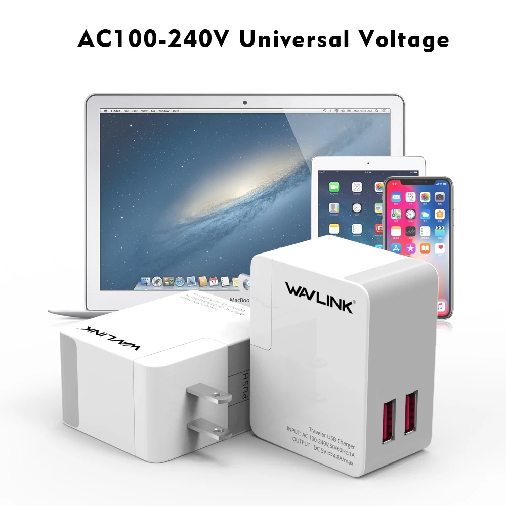 Wavlink 2/4 порт универсальный USB зарядное устройство адаптер 24 Вт 4.8A Портативный