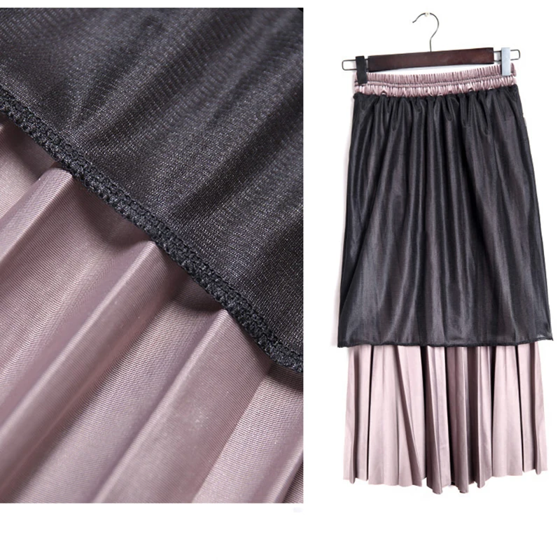 Sping Women's fashion loose stripe pleated skirt 2018 new arrival China casual cheap sexy long skirts Elastic band beah skirts Skirts