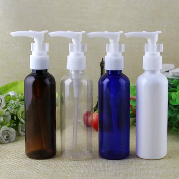 

50 x100ml blue/white/clear/brown emulsion pump bottle Cosmetic packaging bottle 100cc empty clip pump bottle