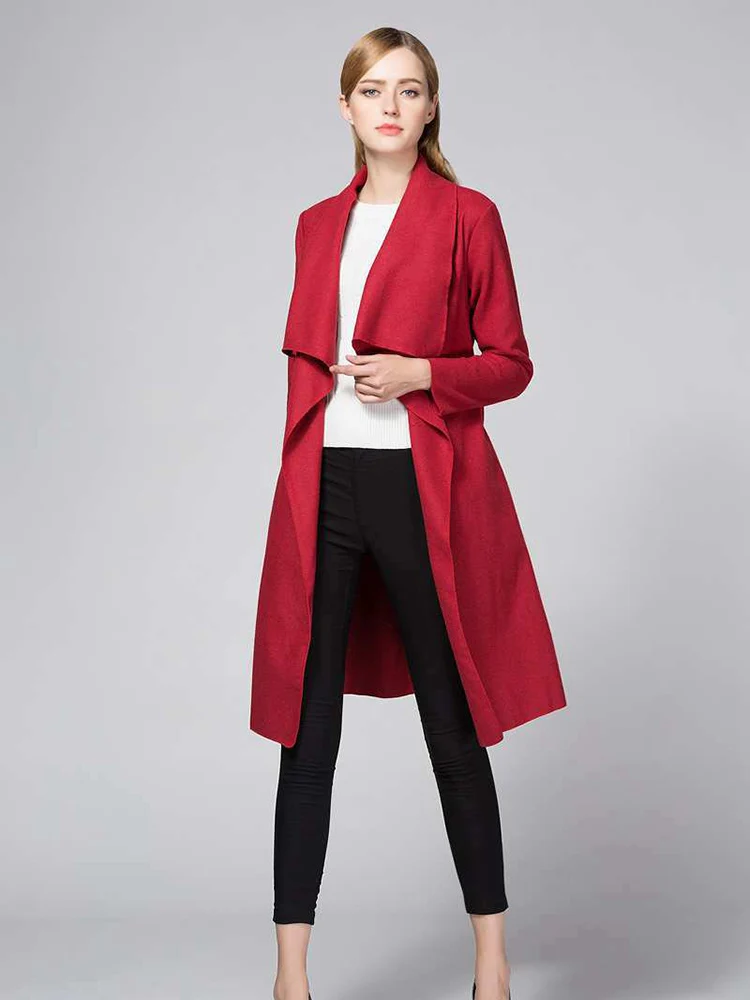 

Open Stitch Woolen Jacket Gothic Winter Coat Warm Coat Female Windproof Autumn Turn-down Collar Slim Full New Elegant Russia