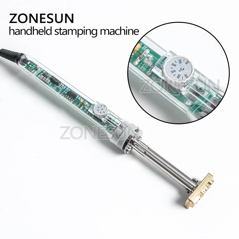 Ручной паяльник ZONESUN 220 В/60 Вт машина для горячего тиснения кожи с логотипом на