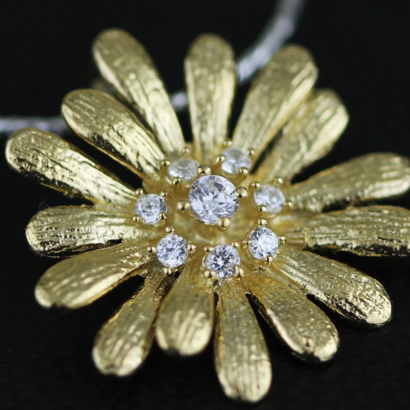 Poetic gold 925 sterling silver jewelry  fashion flower pendant  jewelry