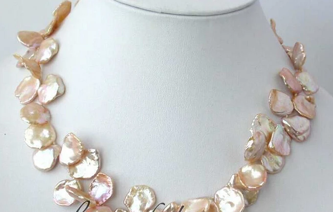 

Miss charm Jew1826 NATURAL 18" 20mm baroque pink keshi reborn pearl necklace AAA