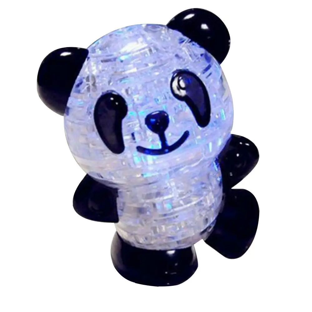 Панда 3D Puzzle светодиодный flash Panda Кристалл взрослых головоломка творческих детей головоломки Творческий образовательных головоломки