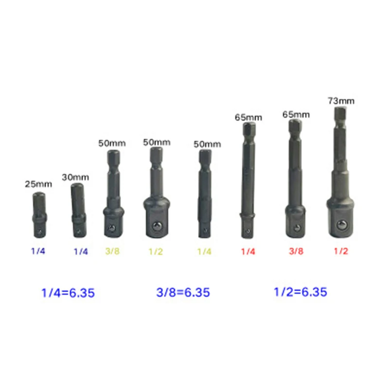 8 шт. сверхпрочная розетка адаптер 1/4 шестигранным хвостовиком 1/4 "3/8" 1/2 "переходник для бит гайка с отверстиями под ключ драйвер Мощность