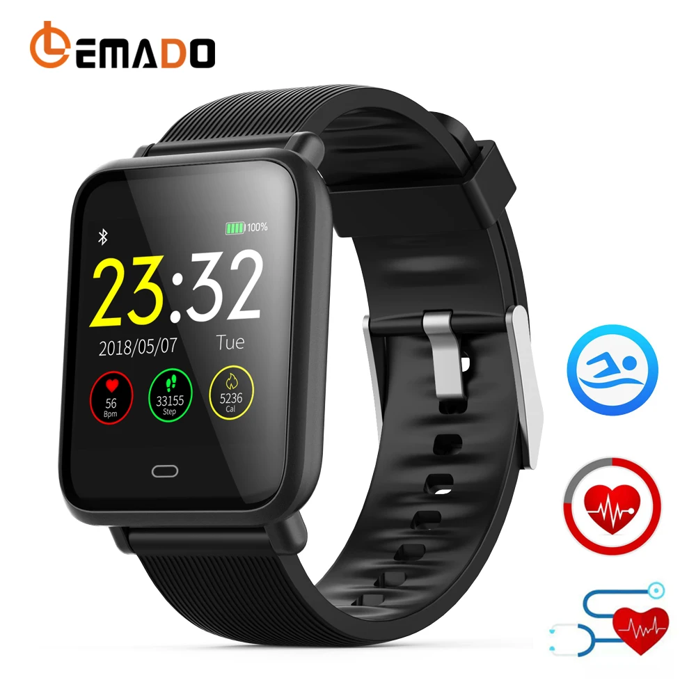 

LEMADO Q9 Blood Pressure Heart Rate Monitor Smart Watch IP67 Waterproof Sport Fitness Tracker Watch Men Women Smartwatch