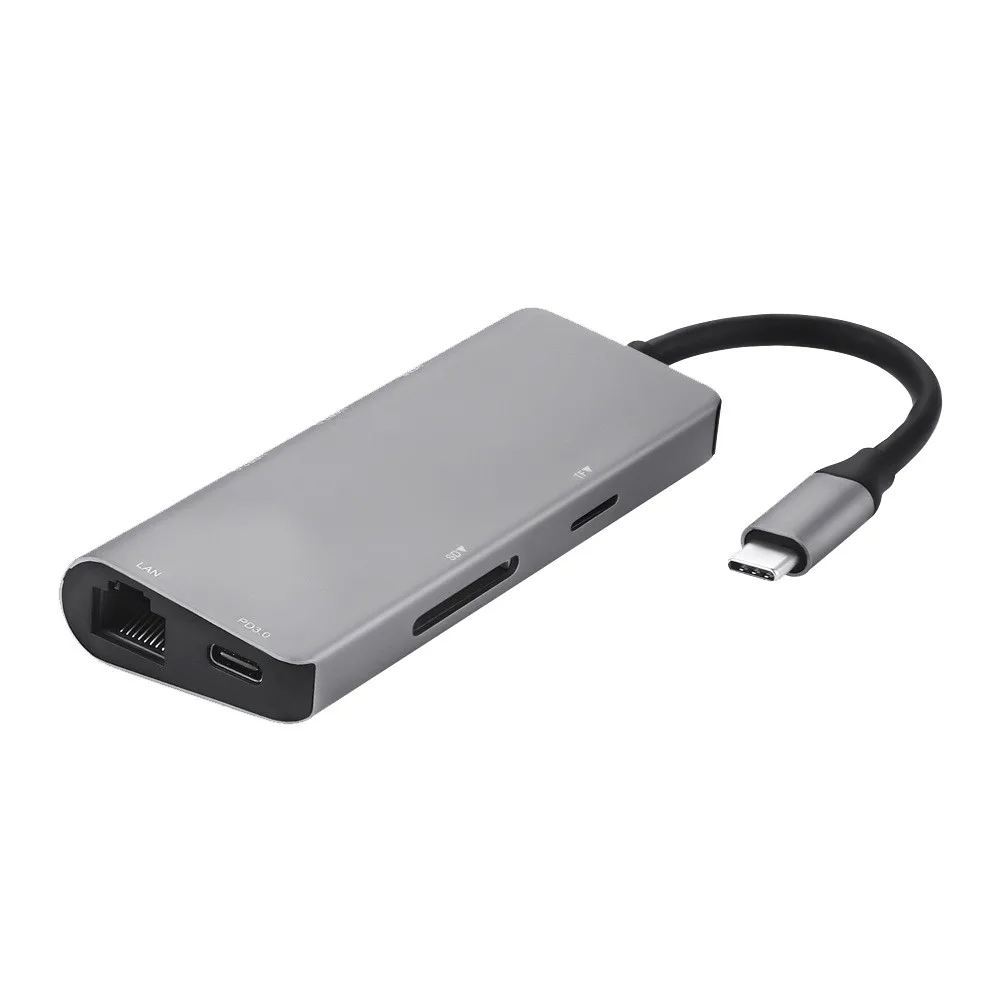 7 в 1 USB C концентратор USB-C HDMI 4K Gigabit Ethernet Rj45 адаптер USB 3,1 SD/TF кард-ридер для MacBook Pro iPad type C концентратор Hdmi USB