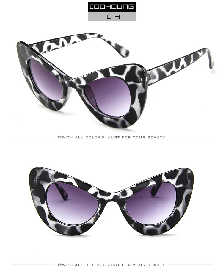 COOYOUNG Винтажные Солнцезащитные очки кошачий глаз женские брендовые дизайнерские солнцезащитные очки женские ретро очки «кошачий глаз»