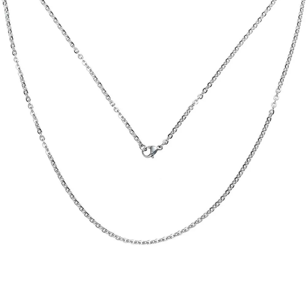 DoreenBeads 304 الفولاذ المقاوم للصدأ مجوهرات سلسلة قلادة الفضة لهجة رابط كابل سلسلة مع مخلب جراد البحر المشبك 51 سنتيمتر طويلة ، 1 قطعة