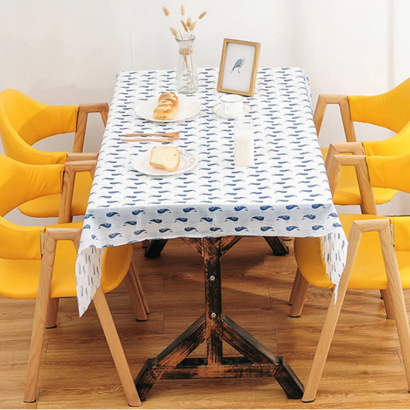

Linen + Cotton Tablecloth Printed Waterproof Tablecloth with Kitchen Pattern Oil Dining Table Cover Soft Cloth Rectangular