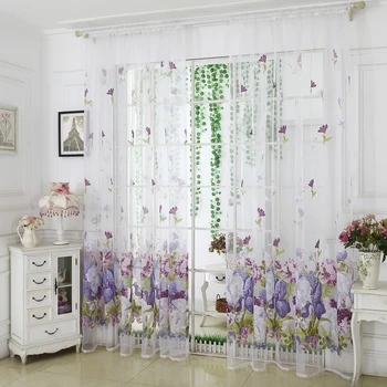 

1pc Peony Flower Tulle Curtains Modern Curtains For Living Room Transparent Tulle Curtains Window Drapes Sheer For The Bedroom