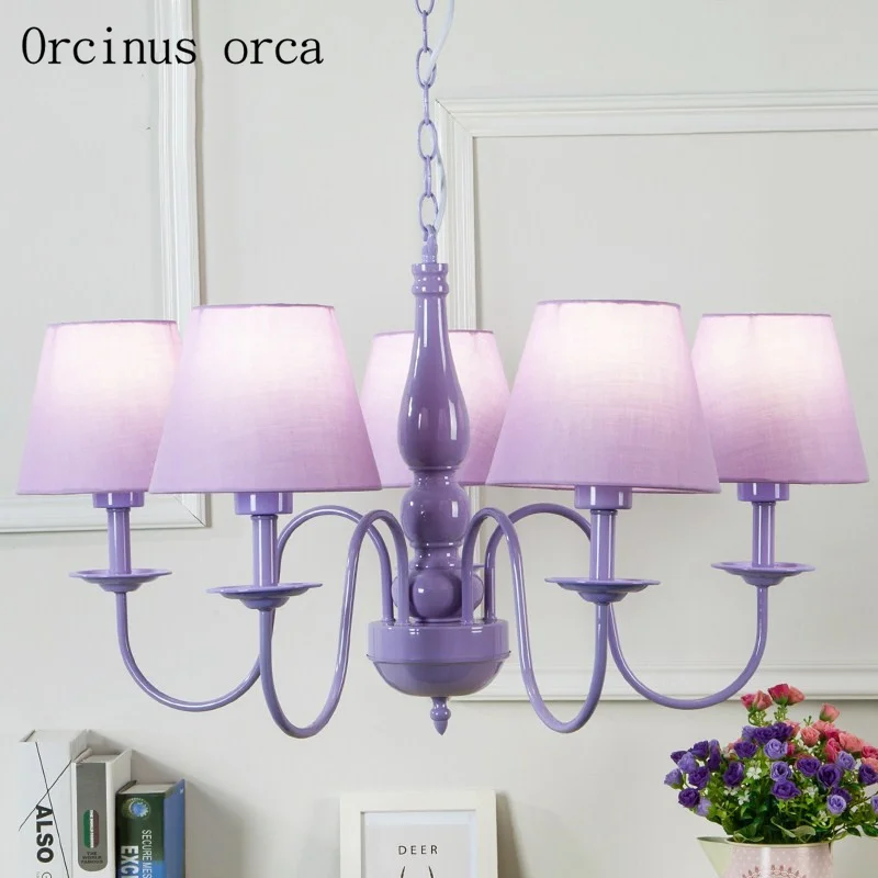 

New American country garden chandeliers children's rooms bedroom simple romantic chandelier purple birds beautiful lamps