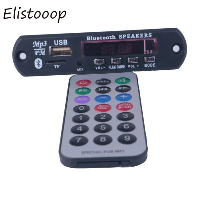 Elistooop Bluetooth Decoder Board Module MP3 Player FM LED Call APE FLAC WMA WAV decoder board USB TF AUX 3.5MM