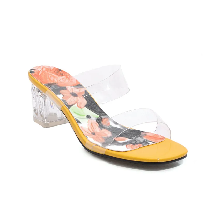 MORAZORA/; женские босоножки; Уникальные прозрачные летние туфли из ПВХ; женские Вечерние туфли на высоком каблуке с кристаллами; большие размеры 48
