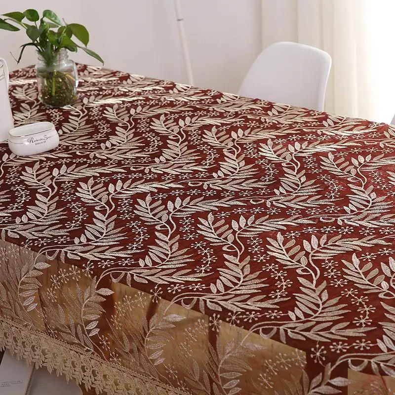  Willow Leaf Embroider Tablecloth Transparent Glass Yarn Water Soluble Lace Hem European Cover Washa