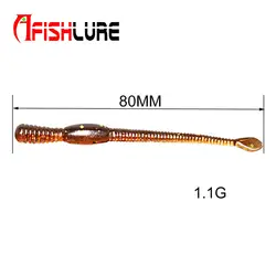 12 шт./лот 80 мм 1,1 г Afishlure Моделирование Earthworm дождевых червей рыбалки искусственные приманки червей Реалистичные Рыболовную приманку