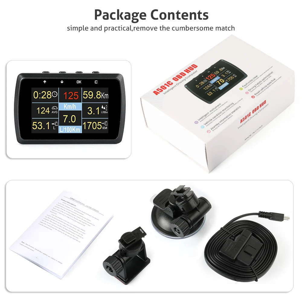 Ancel A501 OBD2 цифровой дисплей HUD бортовой компьютер для автомобиля расход топлива