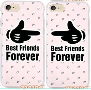 2PCS 2 шт./лот лучшие друзья любовь пара BFF Мягкий силиконовый прозрачный чехол для iphone 11 pro max 5S se 6 6s 7 8 plus X XR XS MAX - Цвет: 2PCS