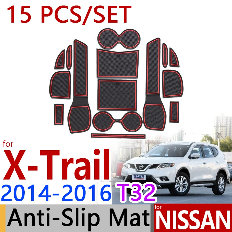 

for Nissan X-Trail T32 2014 2015 Anti-Slip Rubber Cup Cushion Door Mat 15Pcs Rogue X Trail 2015 Accessories Car Styling Sticker