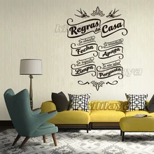 Vinyl Wall Stickers Regras da Casa Decals Art Wallpaper Wall Poster For House rules Living Room Bedroom Home Decor 58x80cm