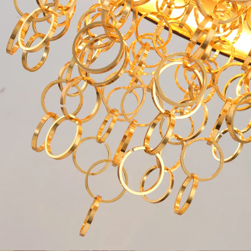 Круглое кольцо Fringed Ресторан огни Роскошный отель Гостиная золото Art Pendant lights