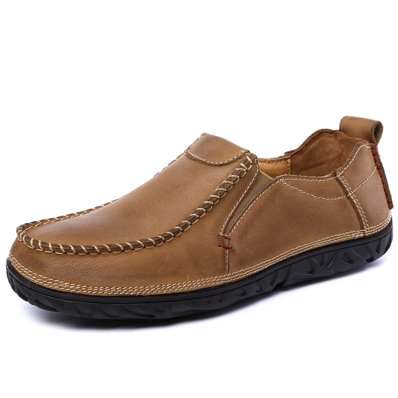 Высокое качество Натуральная кожа повседневная обувь мужские удобные лоферы Мужская обувь Мягкая дышащая Уличная обувь на плоской