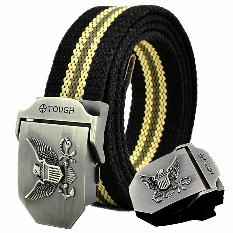 

Value Men's canvas belt high quality buckle head weave multi-color body width 3.8cm Fashion wild style Designer male youth belt