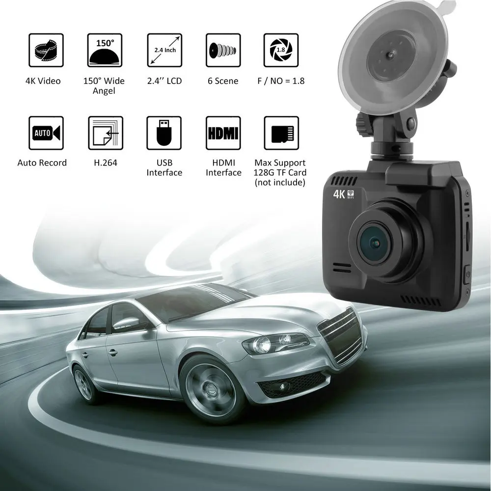 Conkim Dash камера Novatek 96660 Wifi автомобильная камера gps трекер 4K Ultra HD 2880*2160P ночного видения автомобильный видеорегистратор с углом обзора 150 градусов