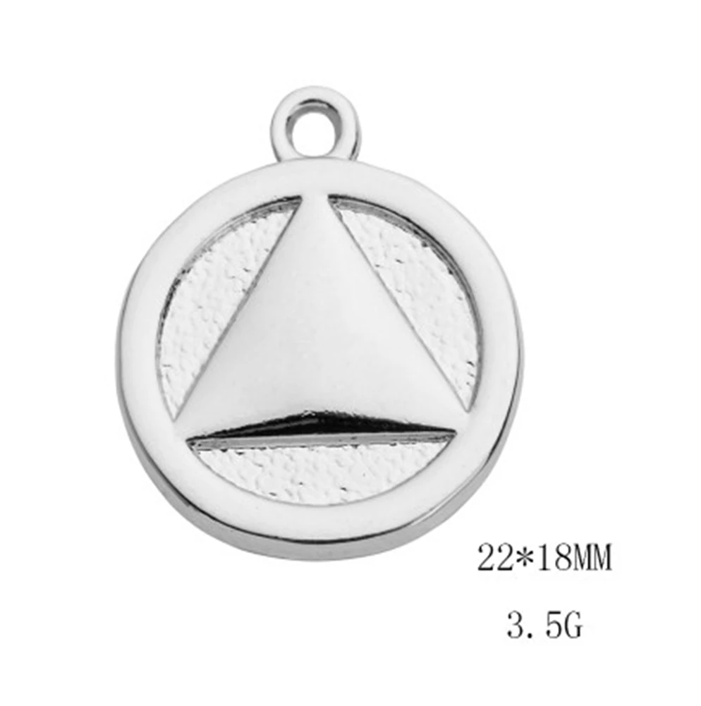 

Silver Plated 22*18 mm alcoholics anonymous Triangle charms With round shape For Jewelry Making