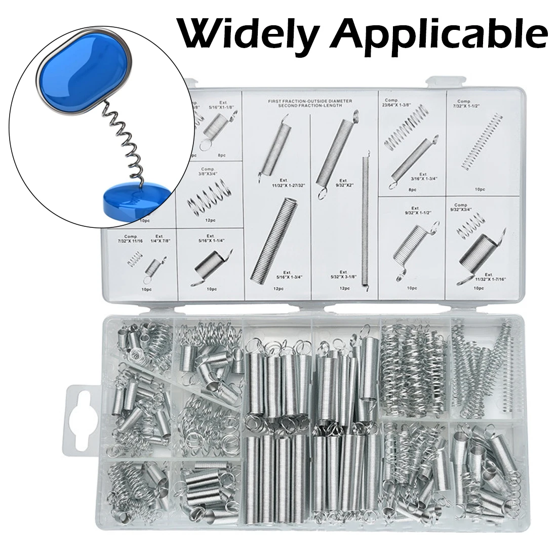 

200Pcs Assorted Steel Spring Electrical Hardware Drum Extension Tension Springs Pressure Suit Metal Assortment Hardware Kit