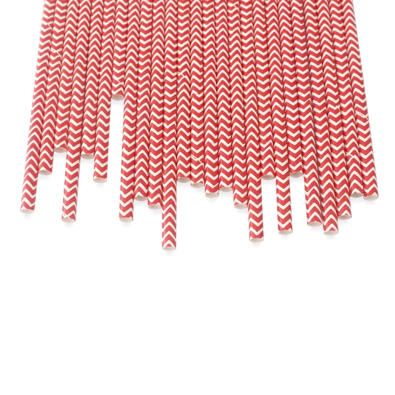 100pcs/lot Red Black Striped Chevron Paper Straws Biodegradable Drinking Straws Kids for Birthday Wedding Party Decorations